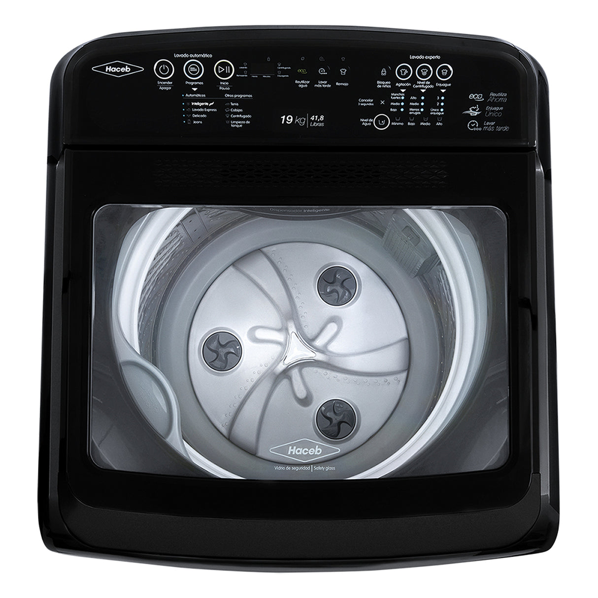 Lavadora Haceb Negra 67x115cm Para 19 Kilos con 6 Funciones Preconfiguradas - LAVADORAS Y SECADORAS | Bylmo