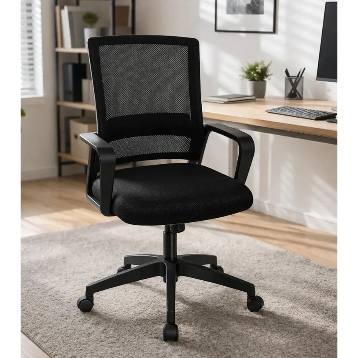 Silla Gerencial Negro 59x92cm con Apoya Brazos con Soporte Lumbar - SILLAS DE OFICINA | Bylmo