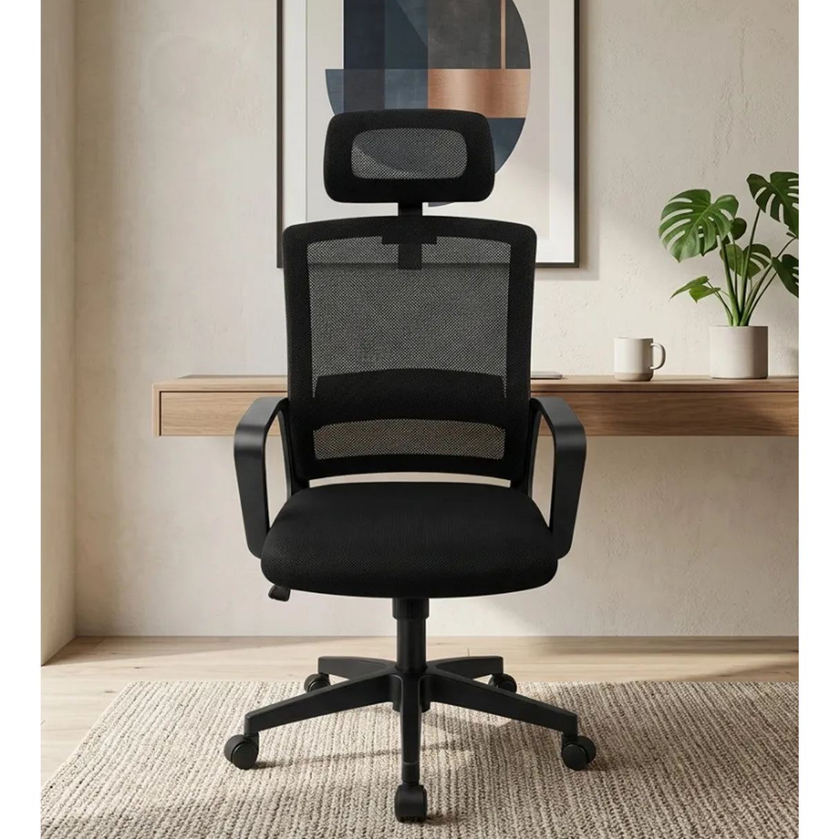Silla Gerencial Negro 60x118cm con Apoya Brazos con Soporte Lumbar y con Apoya Cabezas - SILLAS DE OFICINA | Bylmo