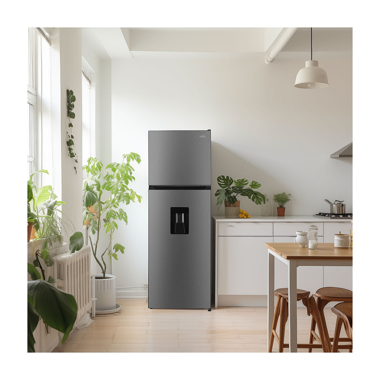 Nevera Inverter No Frost Kalley Gris Oscuro 60.5x170.5cm de 332 Litros con Dispensador de Agua y con Congelador Superior - NEVERAS | Bylmo