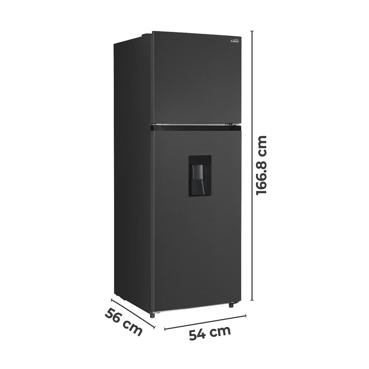 Nevera Inverter No Frost Kalley Gris Oscuro 54x166.8cm de 245 Litros con Dispensador de Agua y con Congelador Superior - NEVERAS | Bylmo