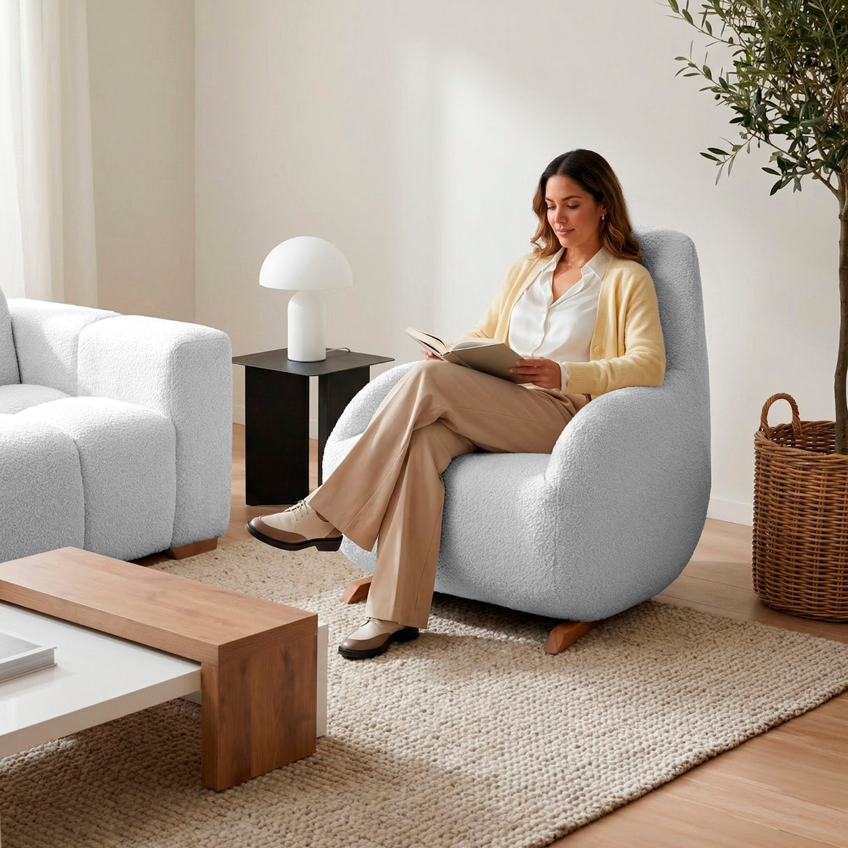Poltrona Rusell Plata y Matiz Caoba 77x95cm de Un Puesto con Apoya Brazos - SOFAS Y POLTRONAS | Bylmo