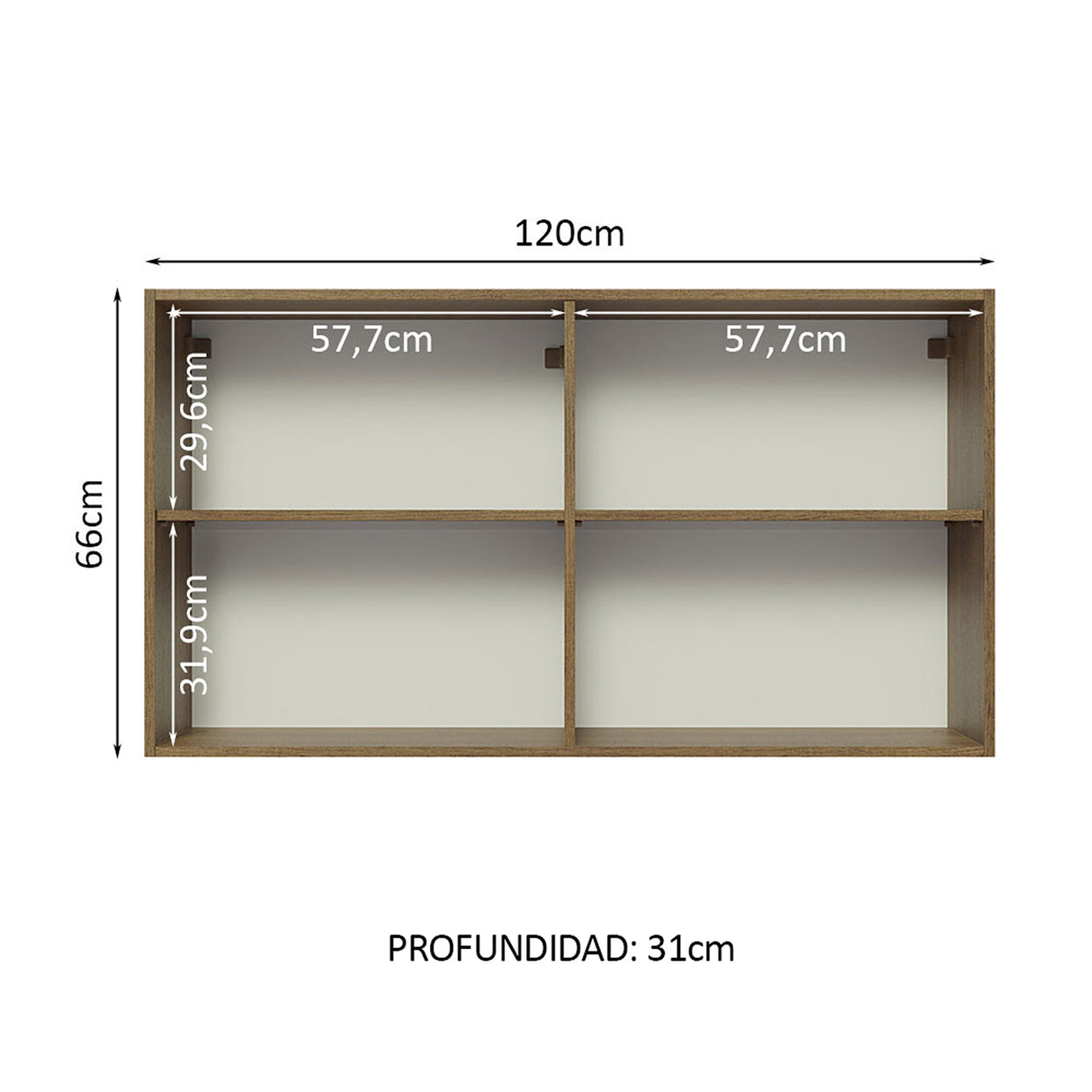 Mueble Superior de Cocina Lux Marrón y Gris 120x66cm con Cuatro Entrepaños y Dos Puertas - MUEBLES SUPERIORES DE COCINA | Bylmo