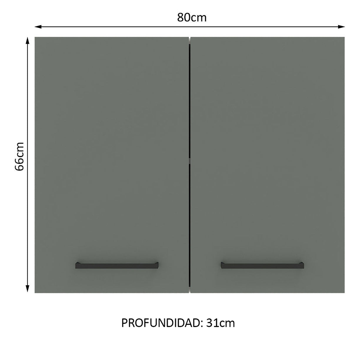 Mueble Superior de Cocina Agata Blanco y Gris 80x66cm con Dos Entrepaños y Dos Puertas - MUEBLES SUPERIORES DE COCINA | Bylmo