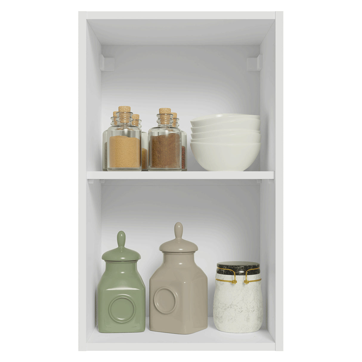 Mueble Superior de Cocina Vik Blanco y Verde 40x66cm con Dos Entrepaños y Una Puerta - MUEBLES SUPERIORES DE COCINA | Bylmo