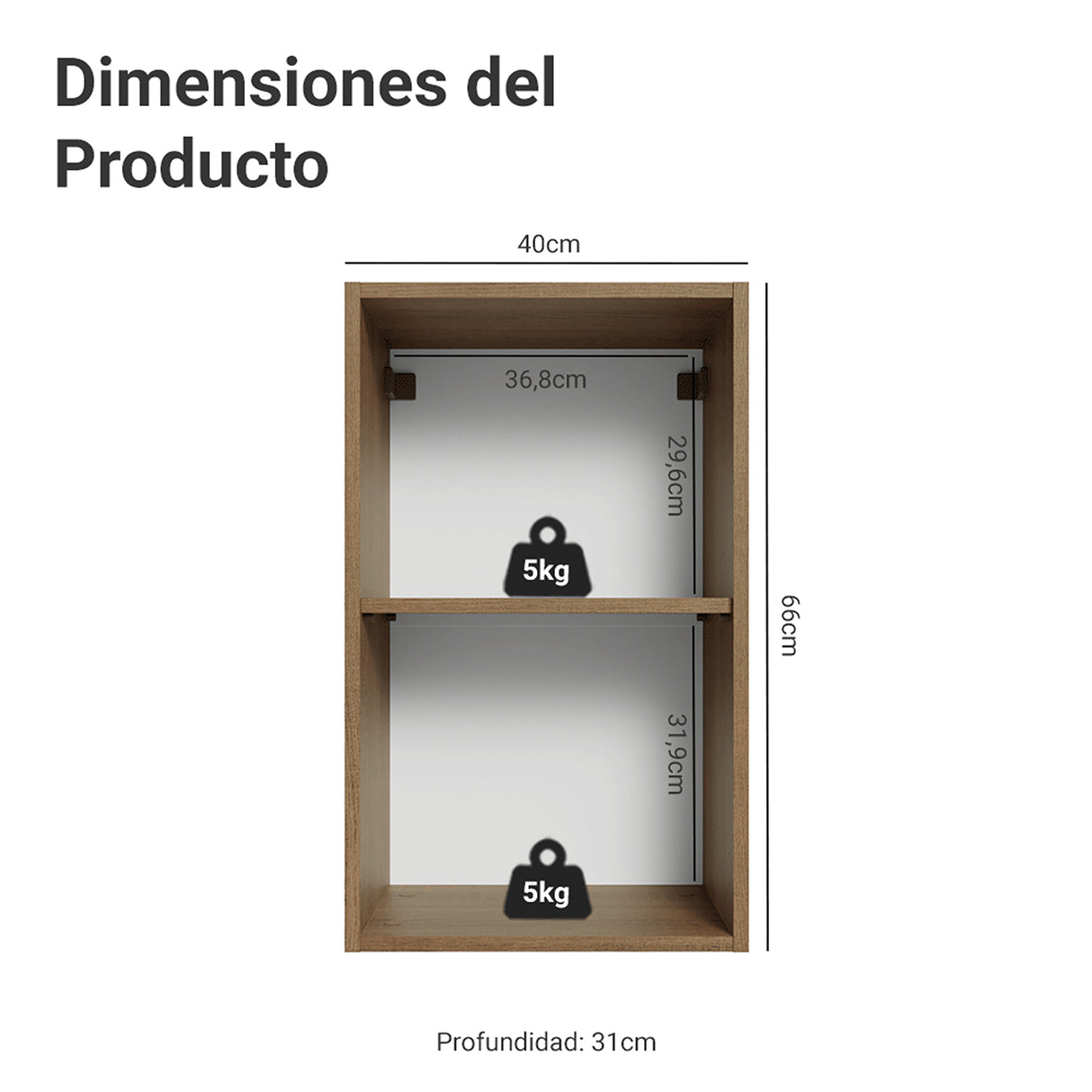 Mueble Superior de Cocina Vik Marrón y Verde 40x66cm con Dos Entrepaños y Una Puerta - MUEBLES SUPERIORES DE COCINA | Bylmo