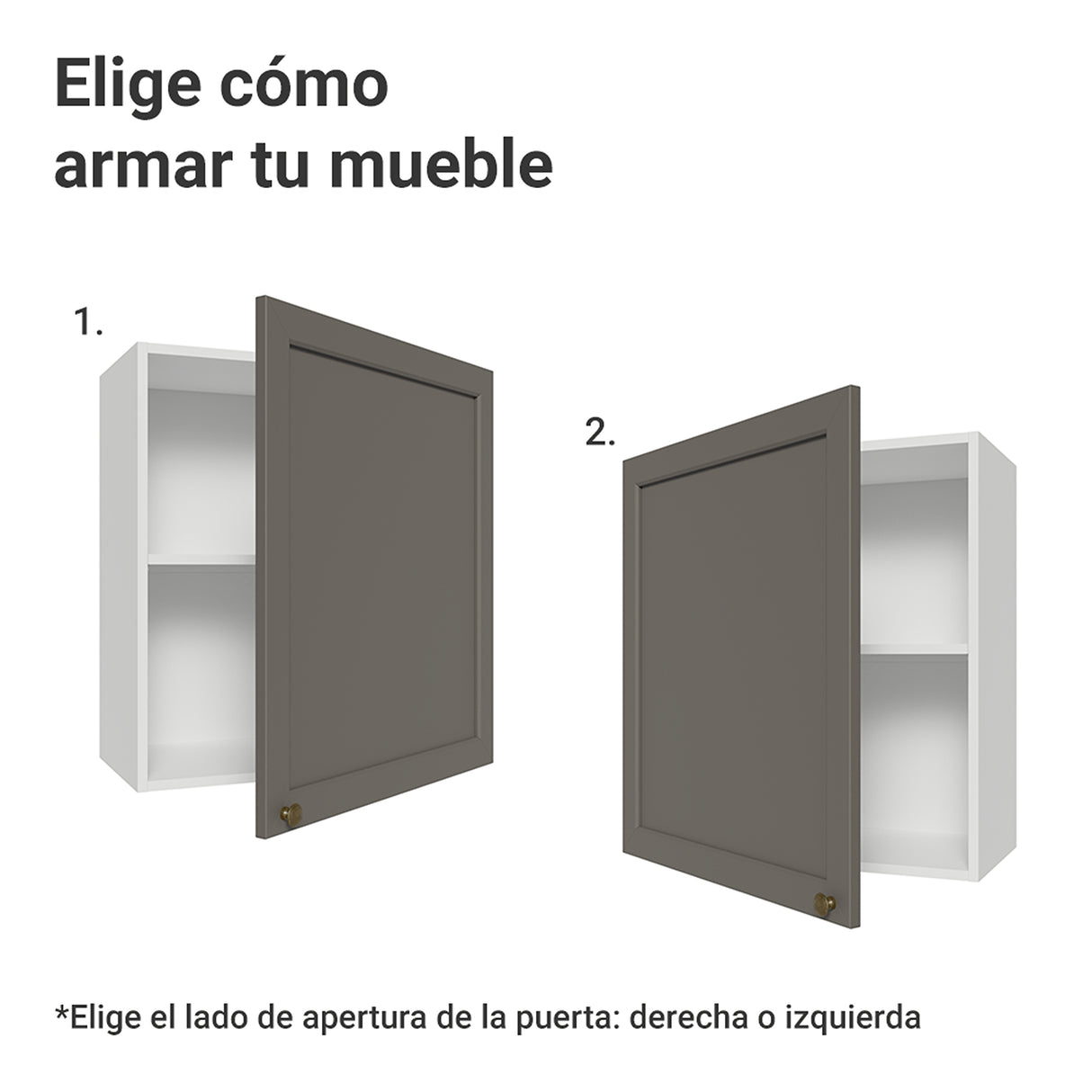 Mueble Superior de Cocina Vik Blanco y Gris 60x66cm con Dos Entrepaños y Una Puerta