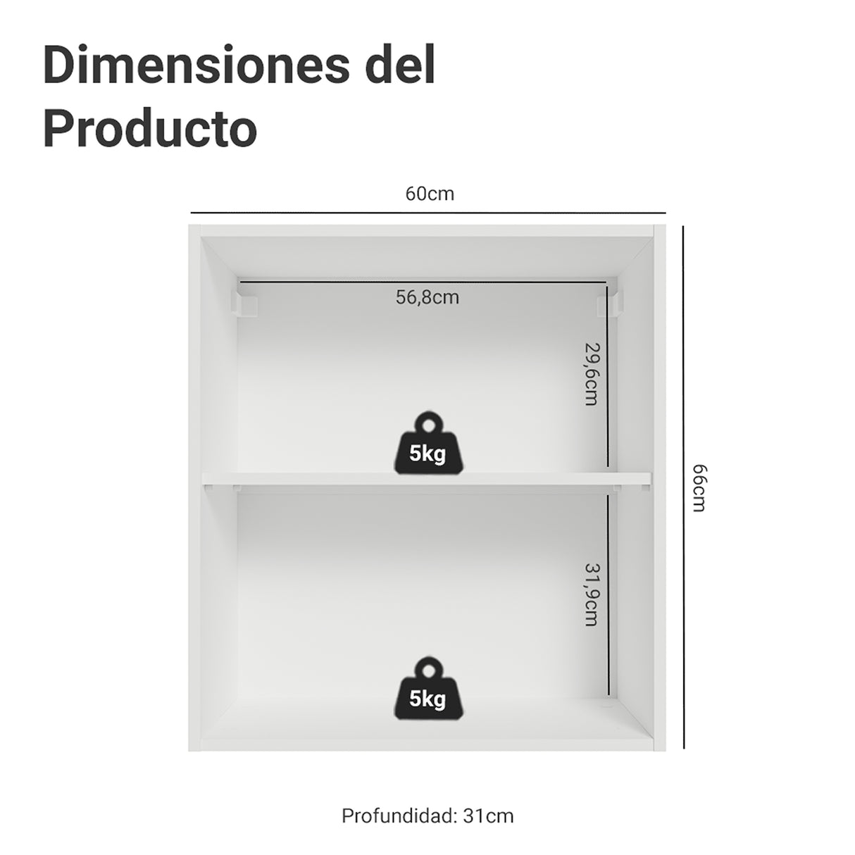 Mueble Superior de Cocina Vik Blanco y Verde 60x66cm con Dos Entrepaños y Una Puerta - MUEBLES SUPERIORES DE COCINA | Bylmo