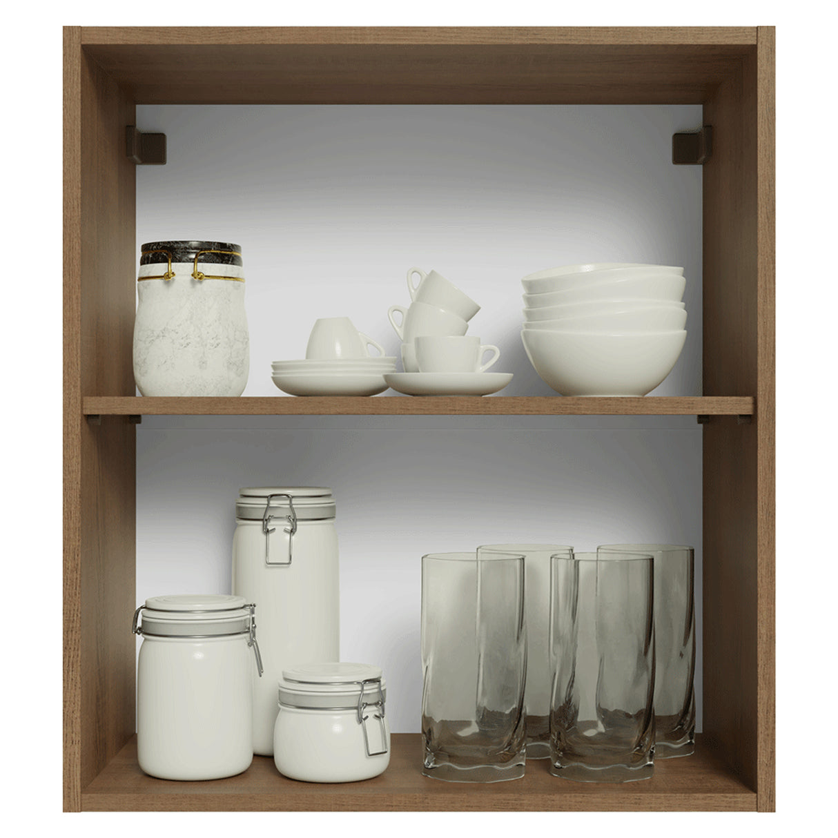Mueble Superior de Cocina Vik Marrón y Verde 60x66cm con Dos Entrepaños y Una Puerta - MUEBLES SUPERIORES DE COCINA | Bylmo