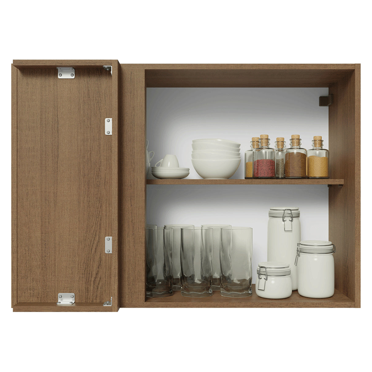 Mueble Superior de Cocina Vik Marrón y Gris 94x66cm con Dos Entrepaños y Una Puerta