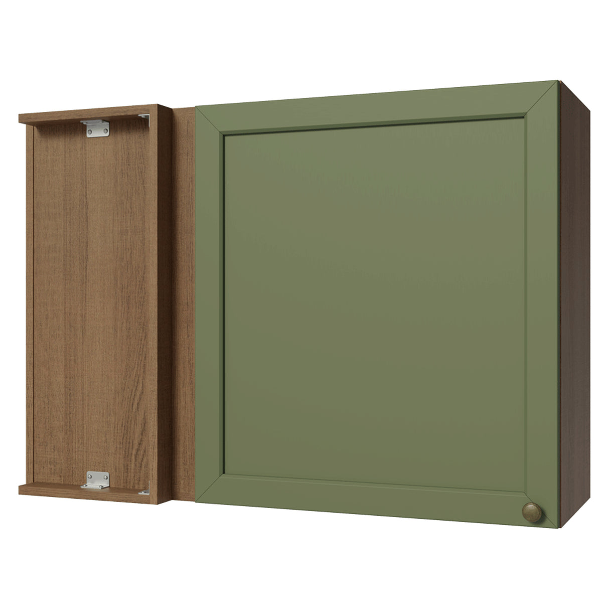 Mueble Superior de Cocina Vik Marrón y Verde 94x66cm con Dos Entrepaños y Una Puerta