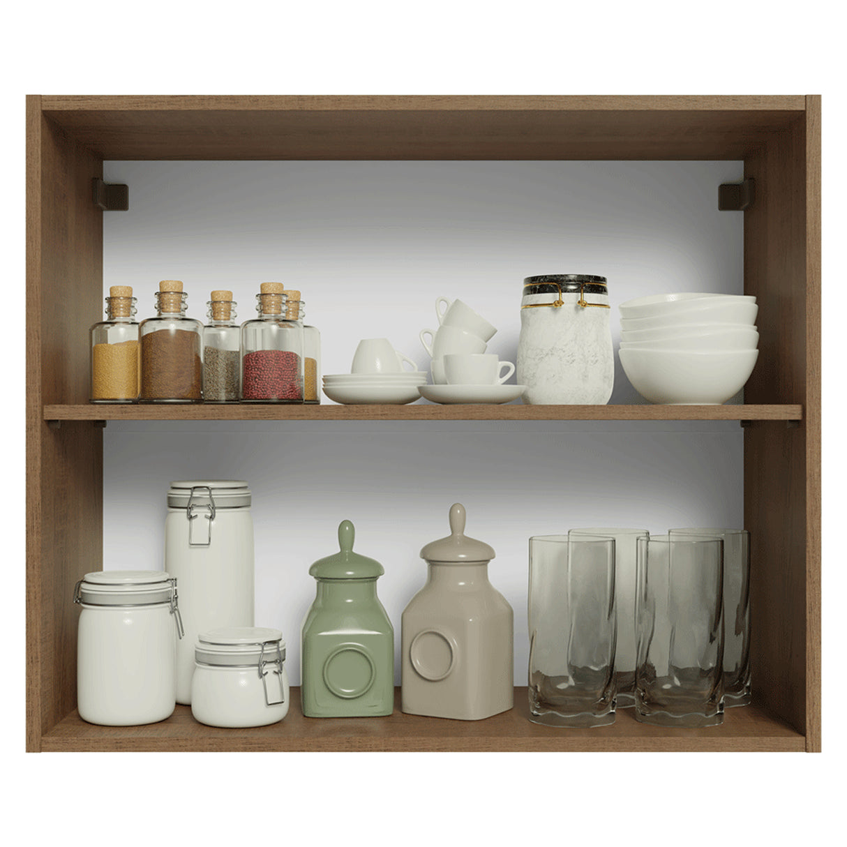Mueble Superior de Cocina Vik Marrón y Verde 80x66cm con Dos Entrepaños y Dos Puertas - MUEBLES SUPERIORES DE COCINA | Bylmo