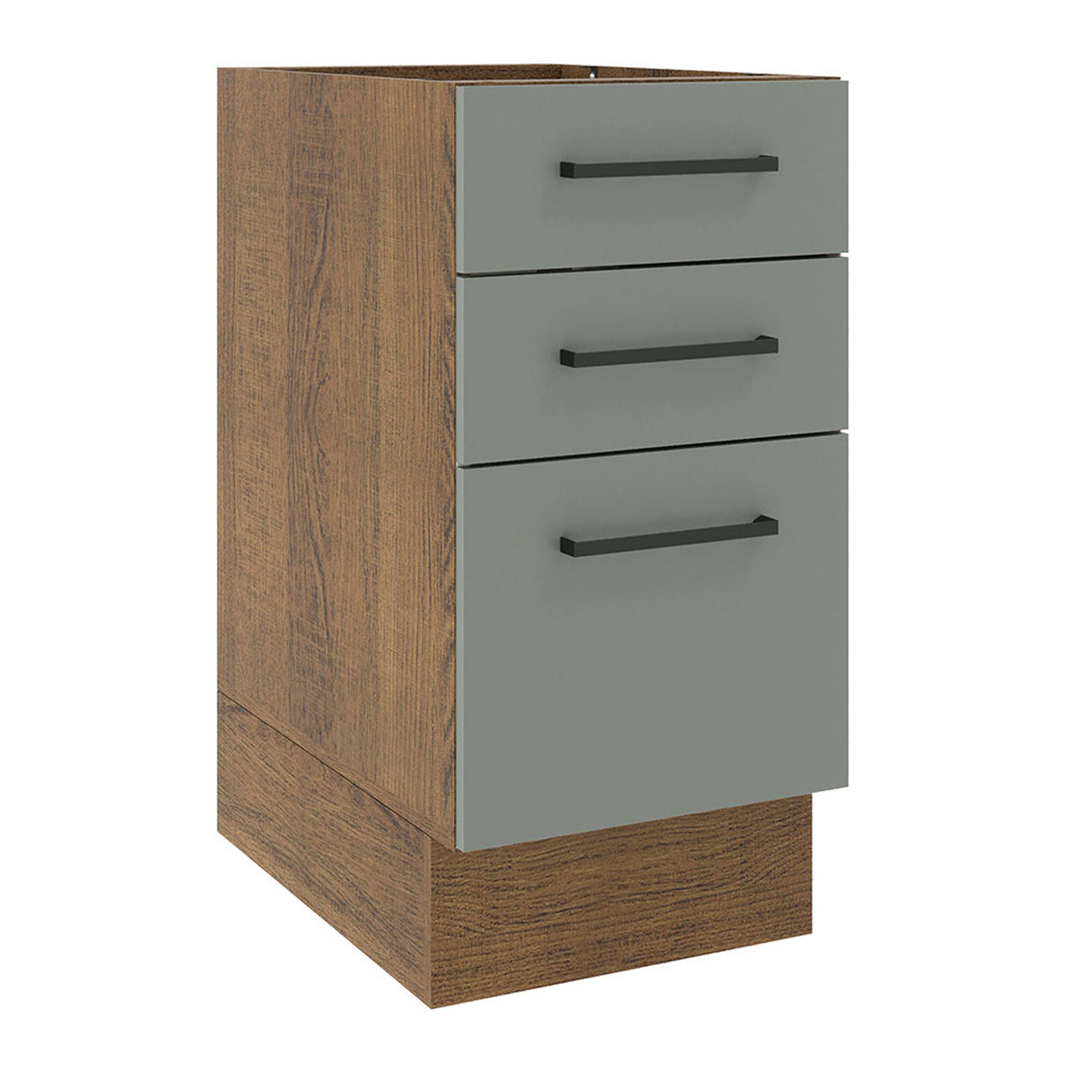 Gabinete de Cocina Agata Marrón y Gris 40x81cm sin Mesón sin Pozuelo y con Tres Cajones - MUEBLES INFERIORES DE COCINA | Bylmo