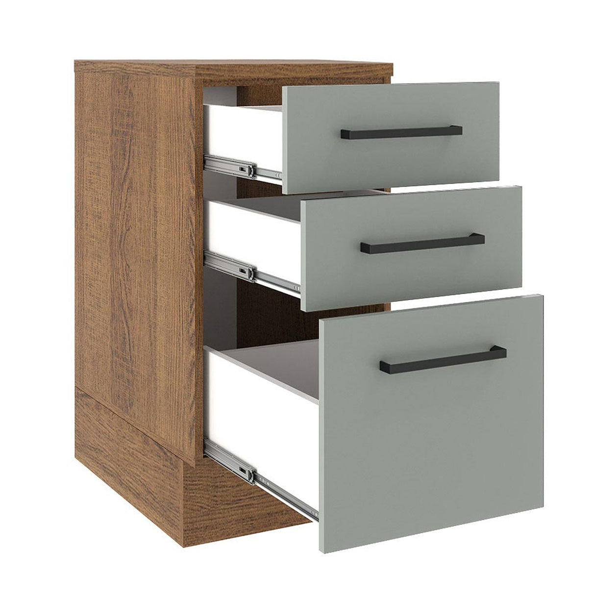 Gabinete de Cocina Agata Marrón y Gris 40x84cm sin Mesón sin Pozuelo y con Tres Cajones - MUEBLES INFERIORES DE COCINA | Bylmo