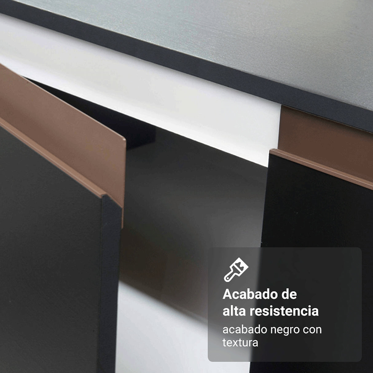 Set X 3 Muebles Inferiores de Cocina Reims Negro y Marrón 240x83cm sin Mesón sin Pozuelo y con Seis Cajones - MUEBLES INFERIORES DE COCINA | Bylmo