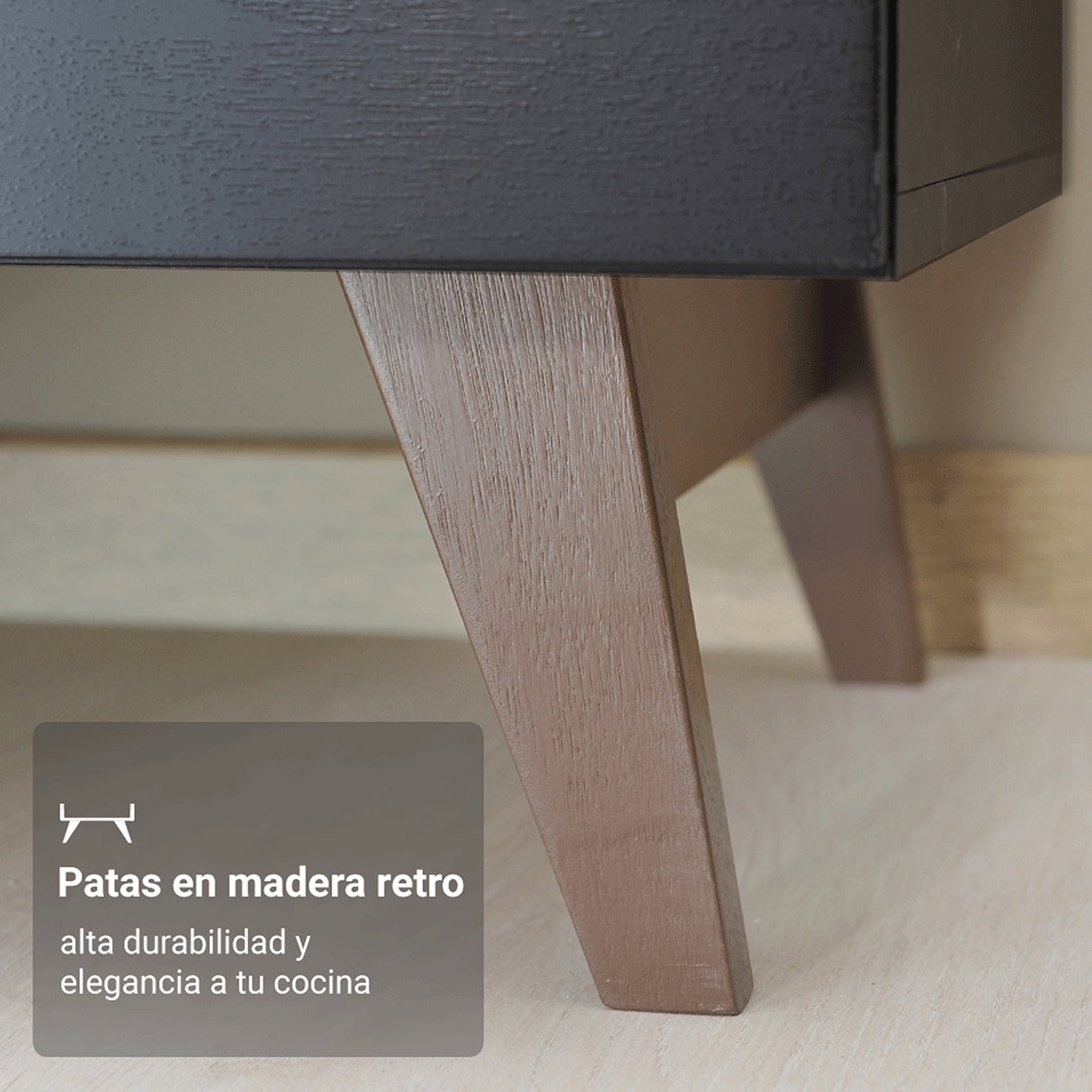 Set X 3 Muebles Inferiores de Cocina Reims Negro y Marrón 240x83cm sin Mesón sin Pozuelo y con Seis Cajones - MUEBLES INFERIORES DE COCINA | Bylmo