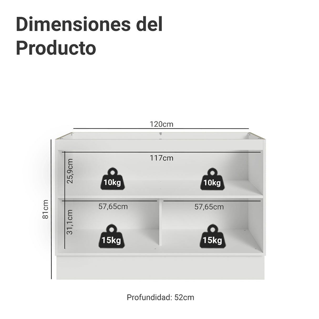 Gabinete de Cocina Vik Blanco y Verde 120x81cm sin Mesón sin Pozuelo - MUEBLES INFERIORES DE COCINA | Bylmo