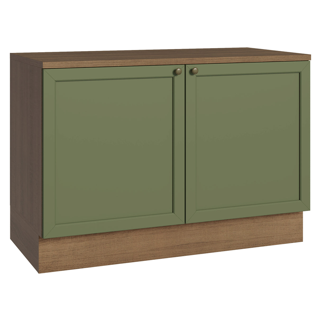 Gabinete de Cocina Vik Marrón y Verde 120x84cm con Mesón de Madera Aglomerada MDP sin Pozuelo - MUEBLES INFERIORES DE COCINA | Bylmo