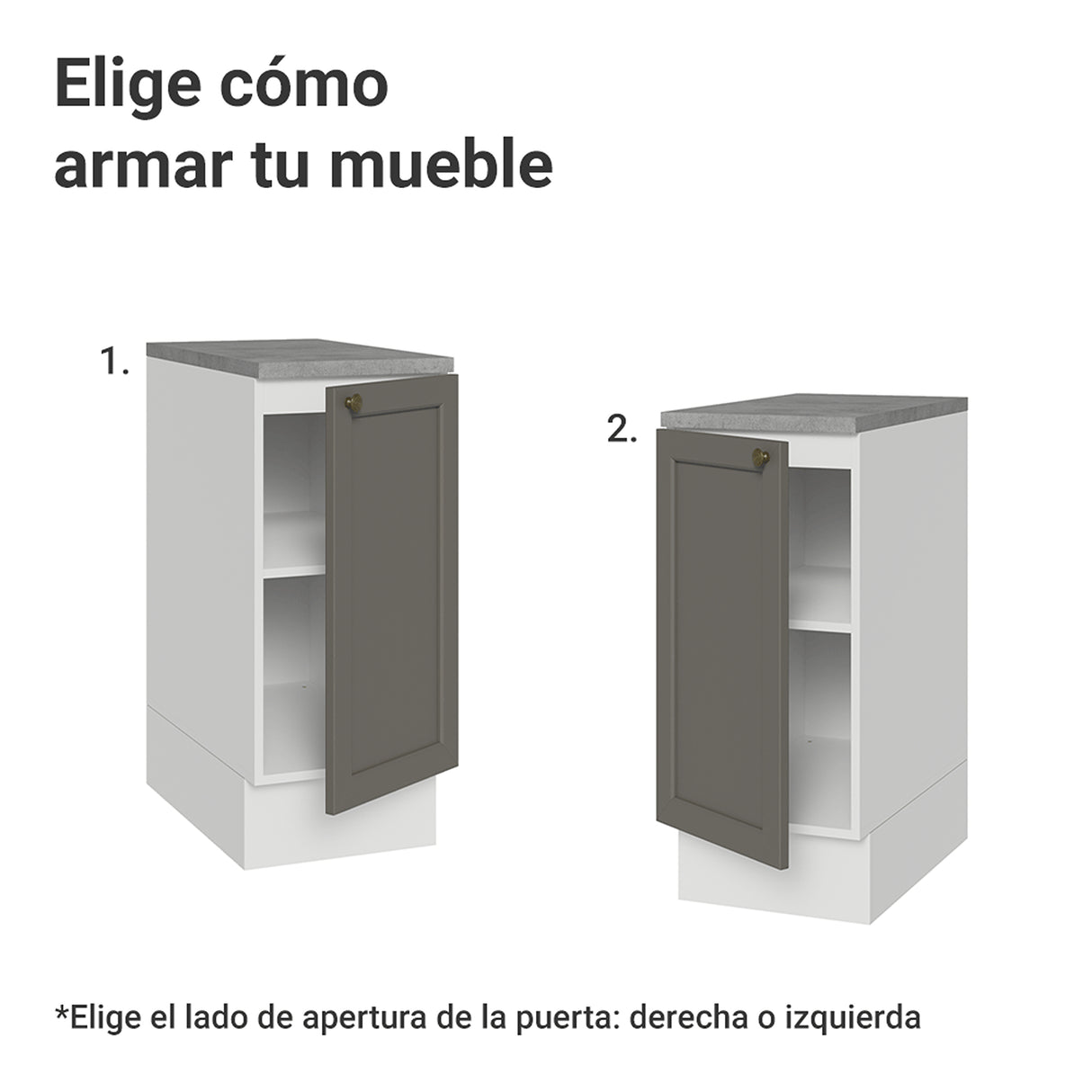 Gabinete de Cocina Vik Blanco y Gris 35x84cm sin Mesón sin Pozuelo - MUEBLES INFERIORES DE COCINA | Bylmo
