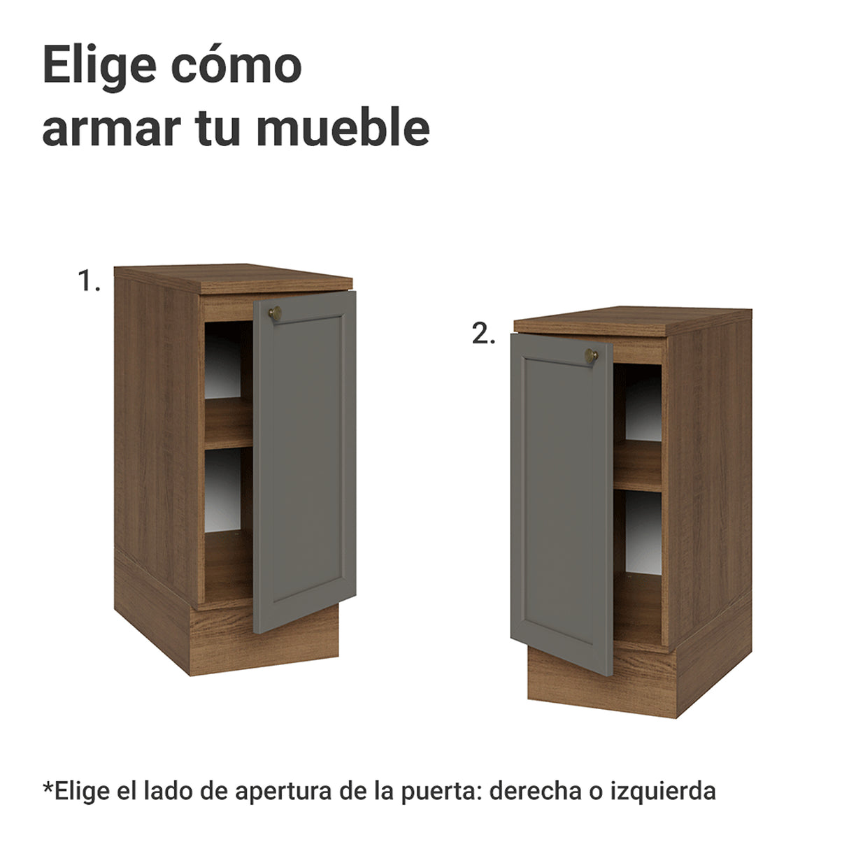 Gabinete de Cocina Vik Marrón y Gris 35x84cm sin Mesón sin Pozuelo - MUEBLES INFERIORES DE COCINA | Bylmo