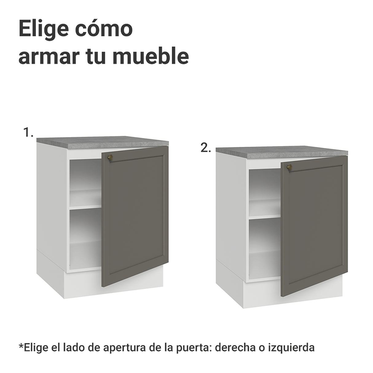 Gabinete de Cocina Vik Blanco y Gris 60x84cm sin Mesón sin Pozuelo - MUEBLES INFERIORES DE COCINA | Bylmo