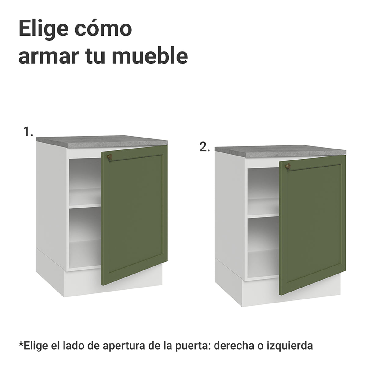 Gabinete de Cocina Vik Blanco y Verde 60x84cm sin Mesón sin Pozuelo - MUEBLES INFERIORES DE COCINA | Bylmo