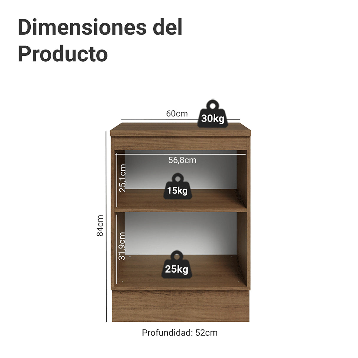 Gabinete de Cocina Vik Marrón y Verde 60x84cm sin Mesón sin Pozuelo - MUEBLES INFERIORES DE COCINA | Bylmo