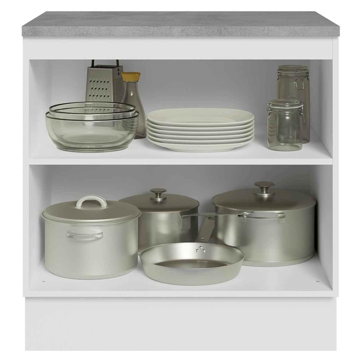 Gabinete de Cocina Vik Blanco y Gris 80x84cm sin Mesón sin Pozuelo - MUEBLES INFERIORES DE COCINA | Bylmo