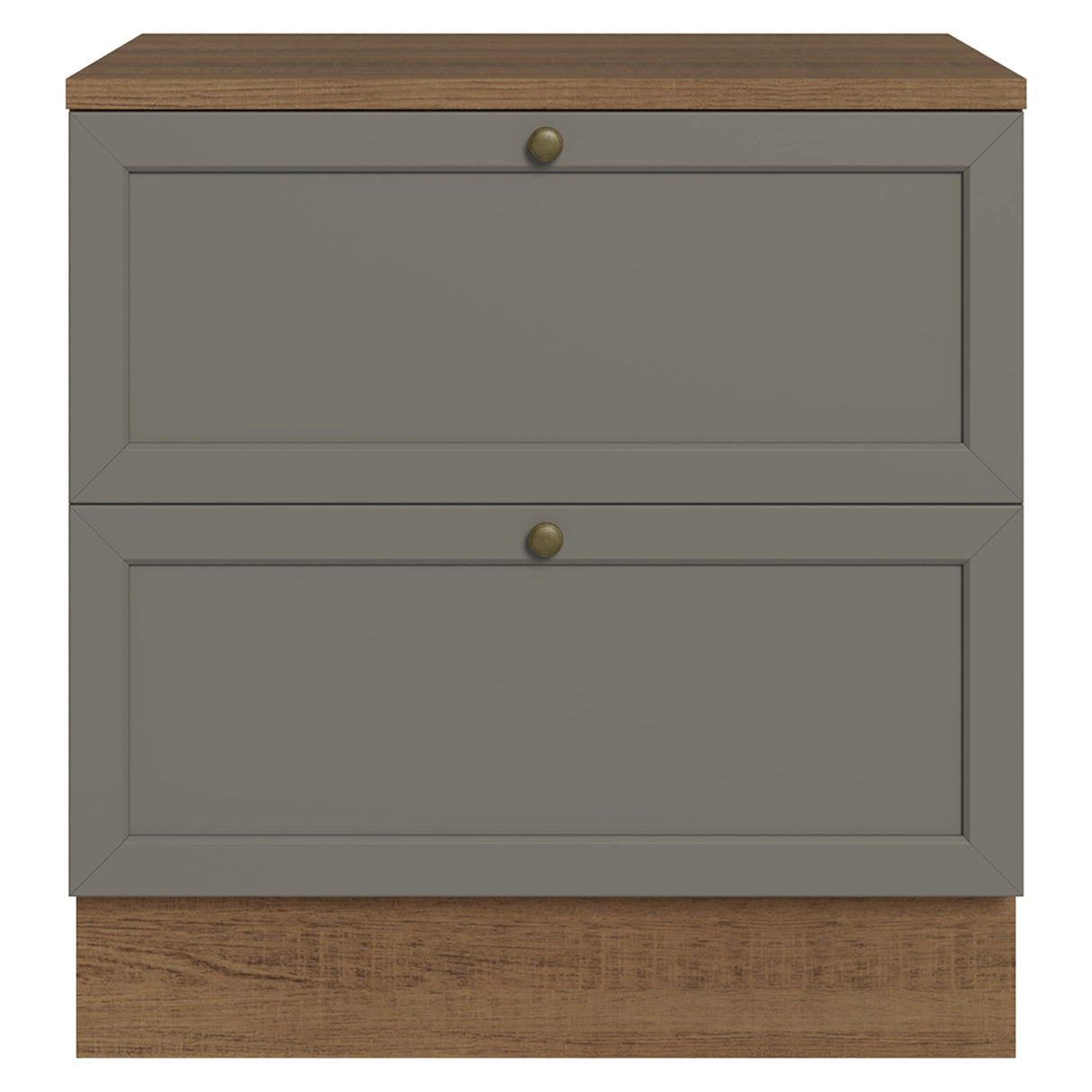 Gabinete de Cocina Vik Marrón y Gris 80x84cm sin Mesón sin Pozuelo y con Dos Cajones - MUEBLES INFERIORES DE COCINA | Bylmo
