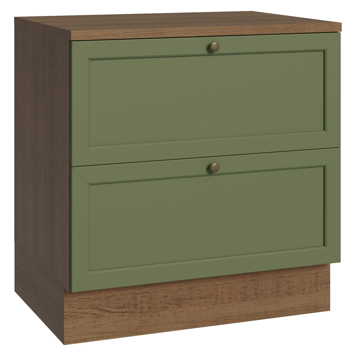 Gabinete de Cocina Vik Marrón y Verde 80x84cm sin Mesón sin Pozuelo y con Dos Cajones