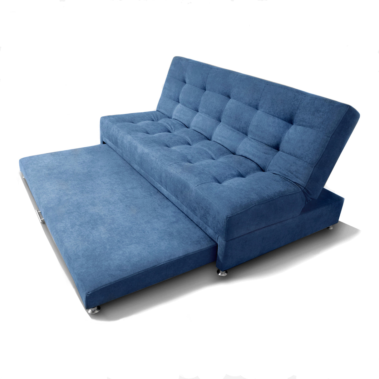 Sofá Cama Tarima Brooke Azul Petróleo 190x95cm Reclinable De Tres Puestos Sin Apoya Brazos