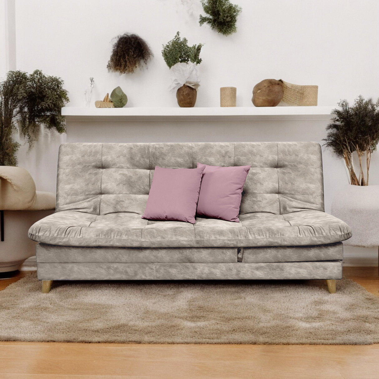 Sofá Cama Tarima Agassi Camel 190x95cm Reclinable de Tres Puestos sin Apoya Brazos - SOFAS Y POLTRONAS | Bylmo