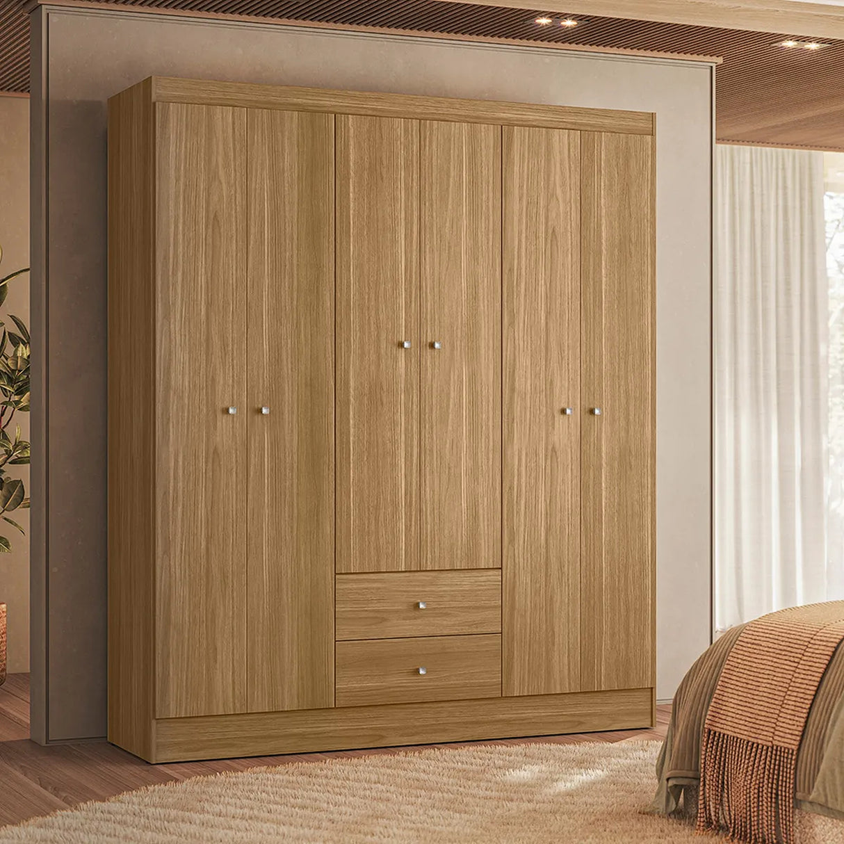 Closet Castaño 153x182cm con Seis Puertas y Dos Cajones - CLOSETS | Bylmo