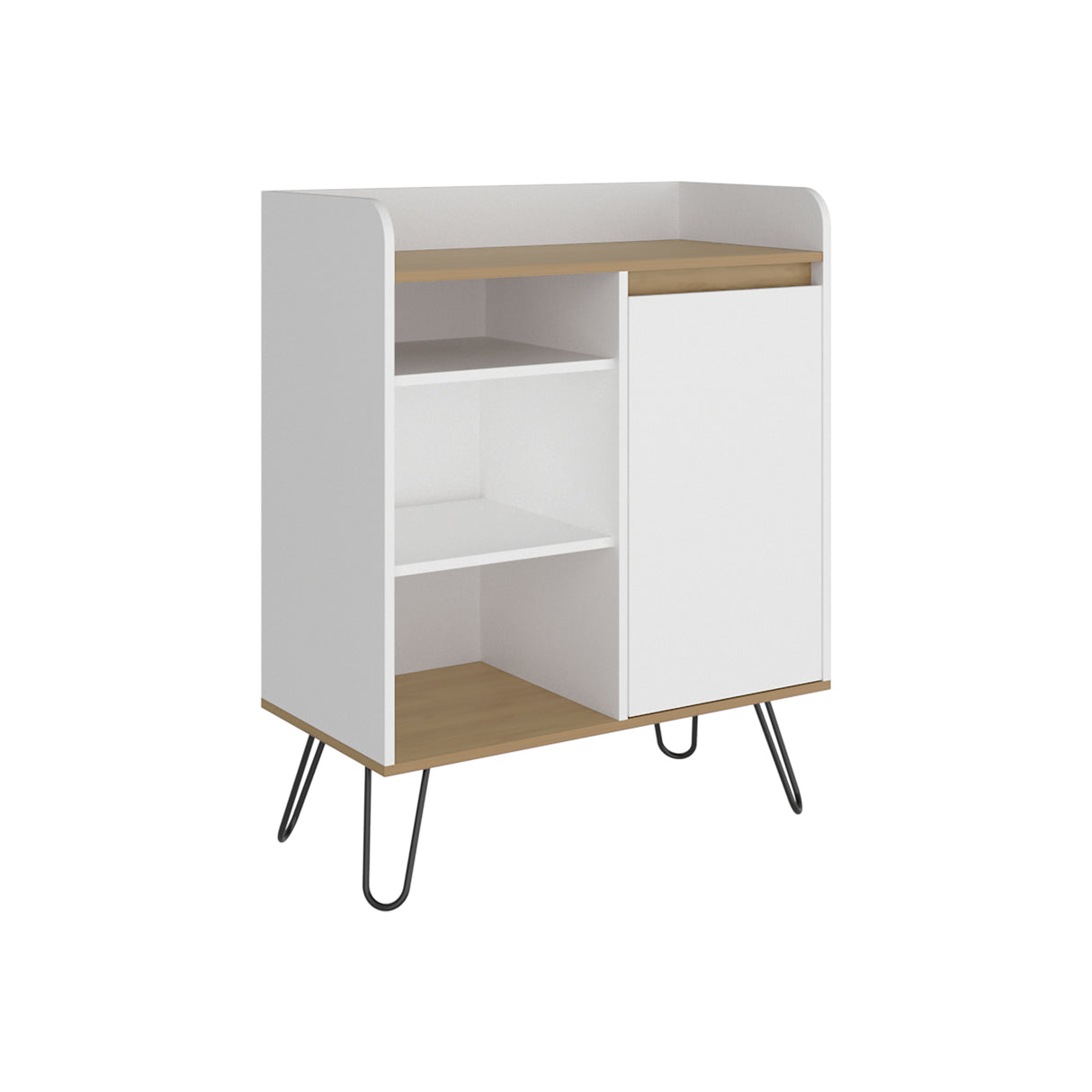 Mueble Auxiliar de Cocina Espresso Blanco y Fresno 80x99.4cm con Tres Compartimientos y con Tres Entrepaños - BARRAS Y MUEBLES AUXILIARES | Bylmo
