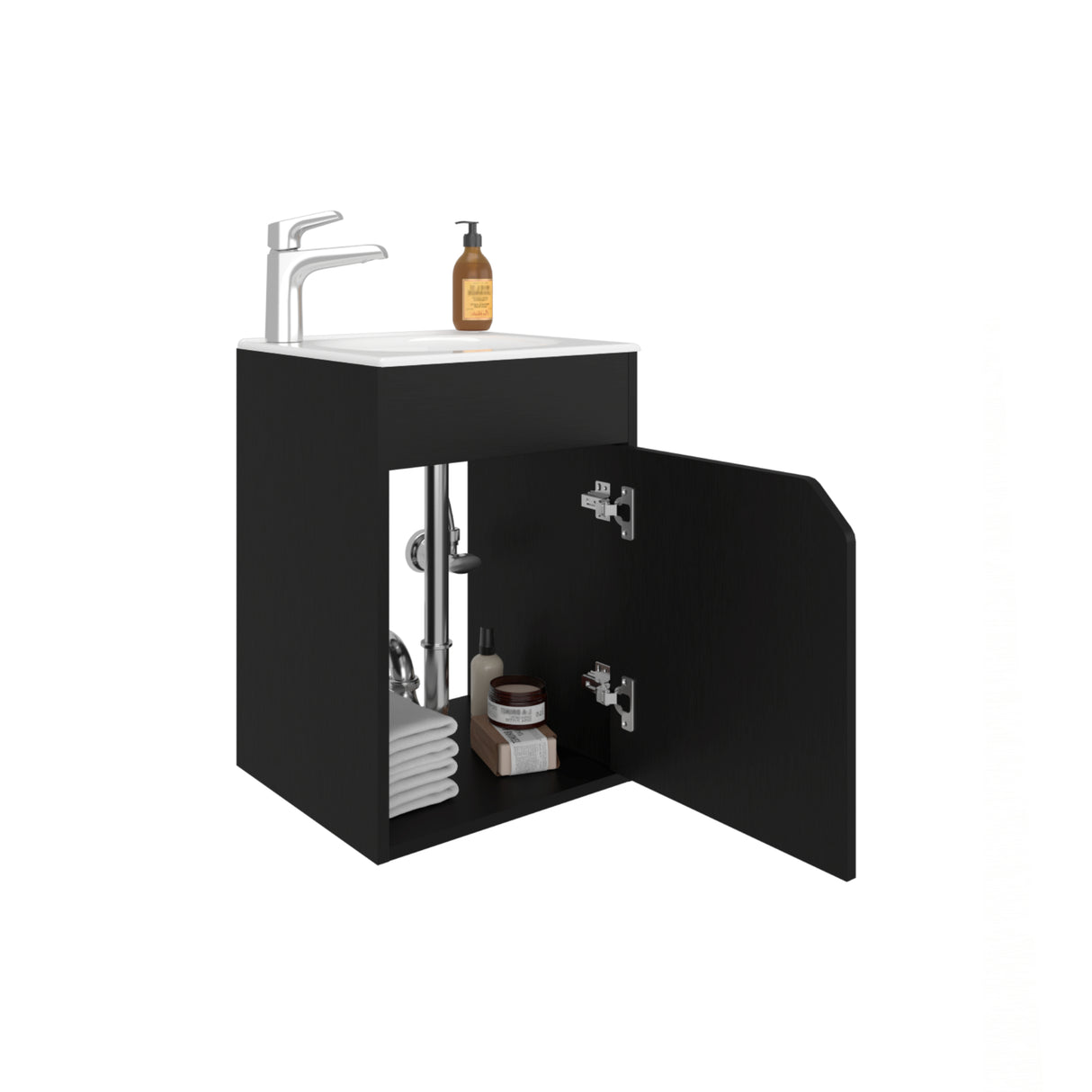Mueble para Lavamanos Bethel Wengue 39.4x55cm Individual con Lavamanos y con Una Puerta