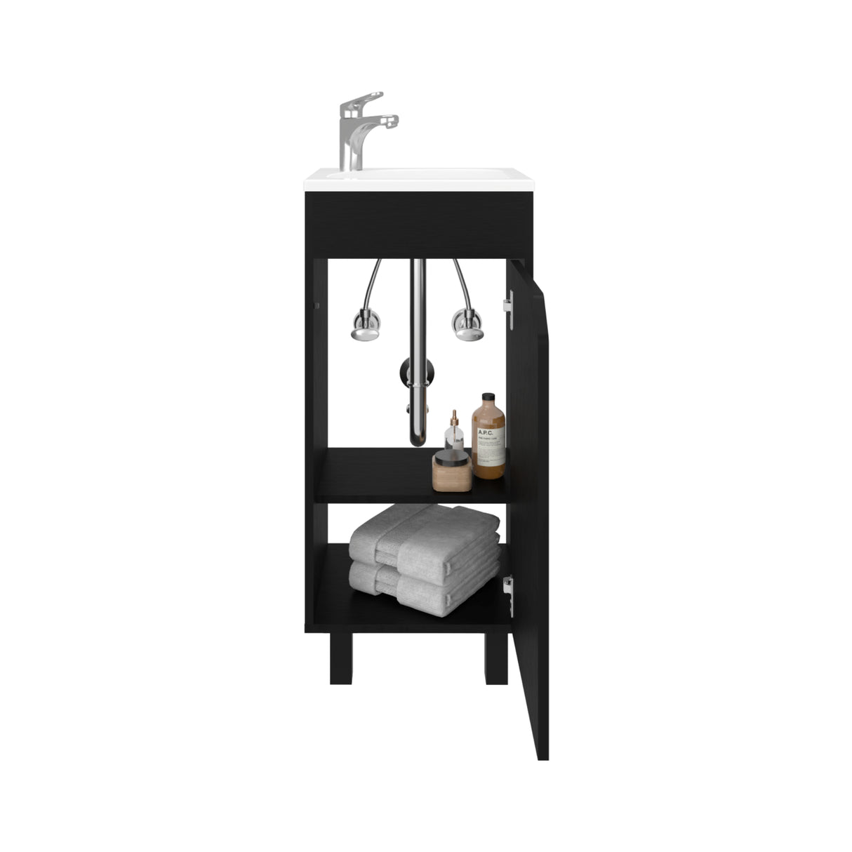 Mueble para Lavamanos Bethel Wengue 40x86.4cm Individual con Lavamanos y con Una Puerta - MUEBLES PARA LAVAMANOS | Bylmo