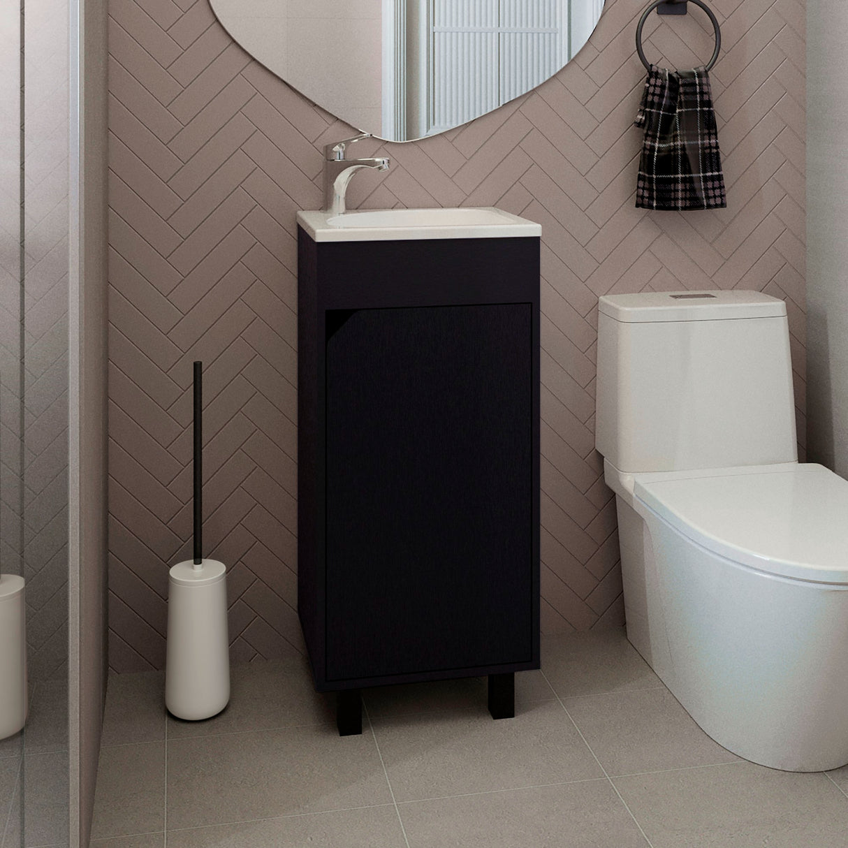 Mueble para Lavamanos Bethel Wengue 40x86.4cm Individual con Lavamanos y con Una Puerta - MUEBLES PARA LAVAMANOS | Bylmo