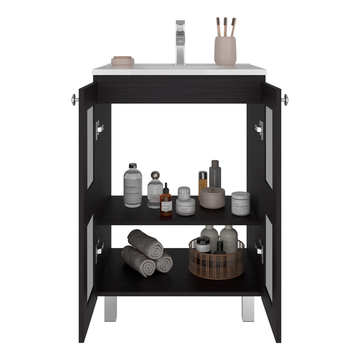 Mueble para Lavamanos Haysi Wengue 59.3x86.5cm Individual con Lavamanos y con Dos Puertas - MUEBLES PARA LAVAMANOS | Bylmo