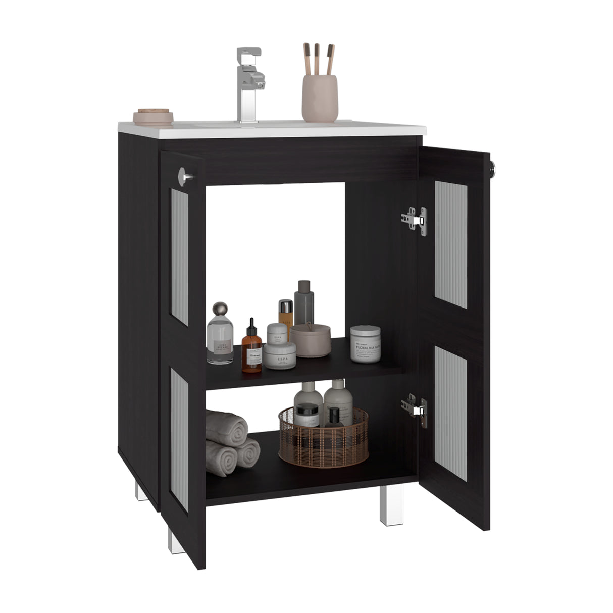 Mueble para Lavamanos Haysi Wengue 59.3x86.5cm Individual con Lavamanos y con Dos Puertas - MUEBLES PARA LAVAMANOS | Bylmo