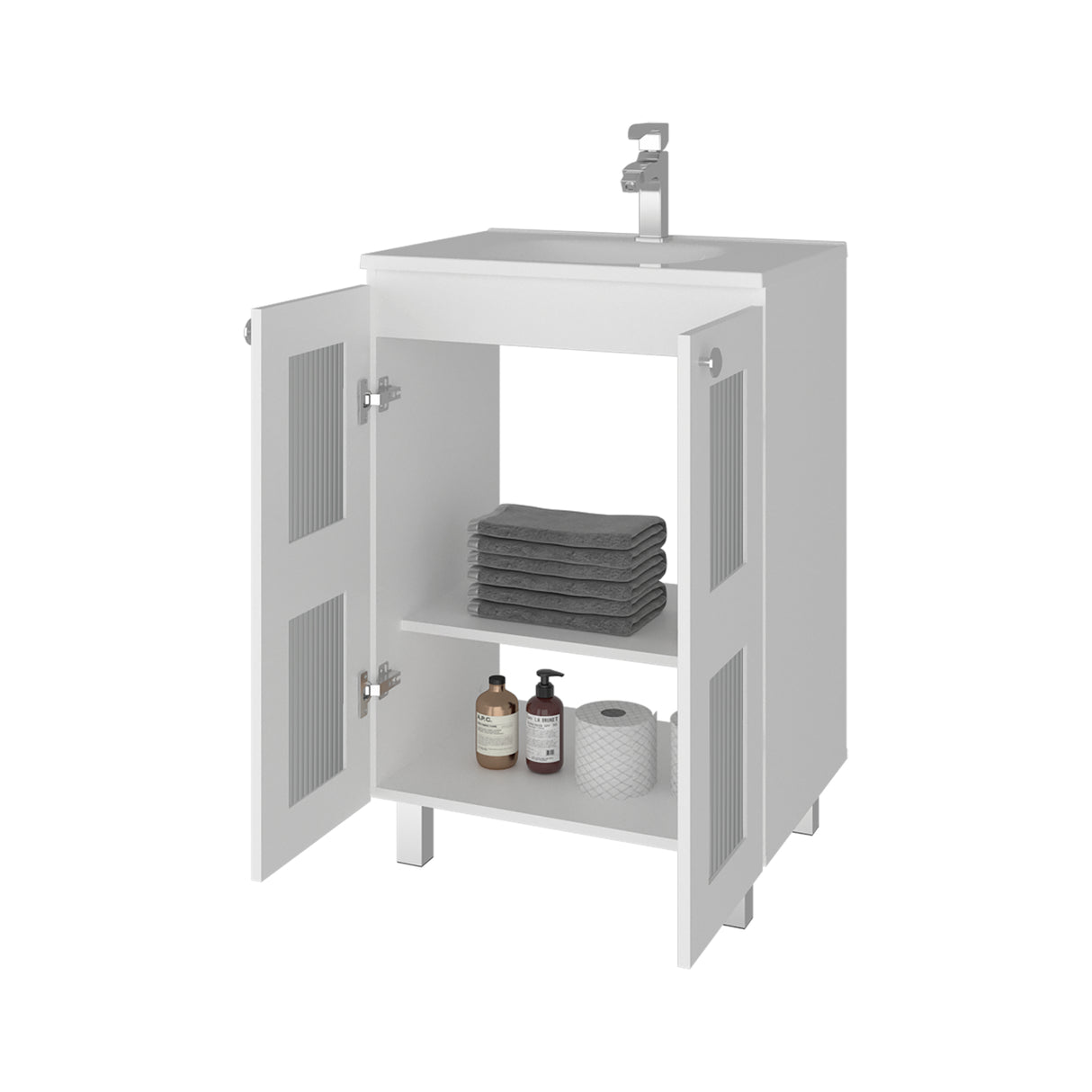 Mueble para Lavamanos Haysi Blanco 59.3x86.5cm Individual con Lavamanos y con Dos Puertas