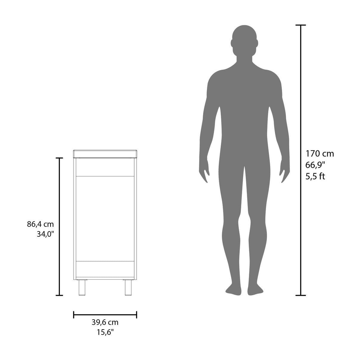 Mueble para Lavamanos Oxford Fresno Europeo 39.6x86.4cm Individual con Lavamanos y con Una Puerta