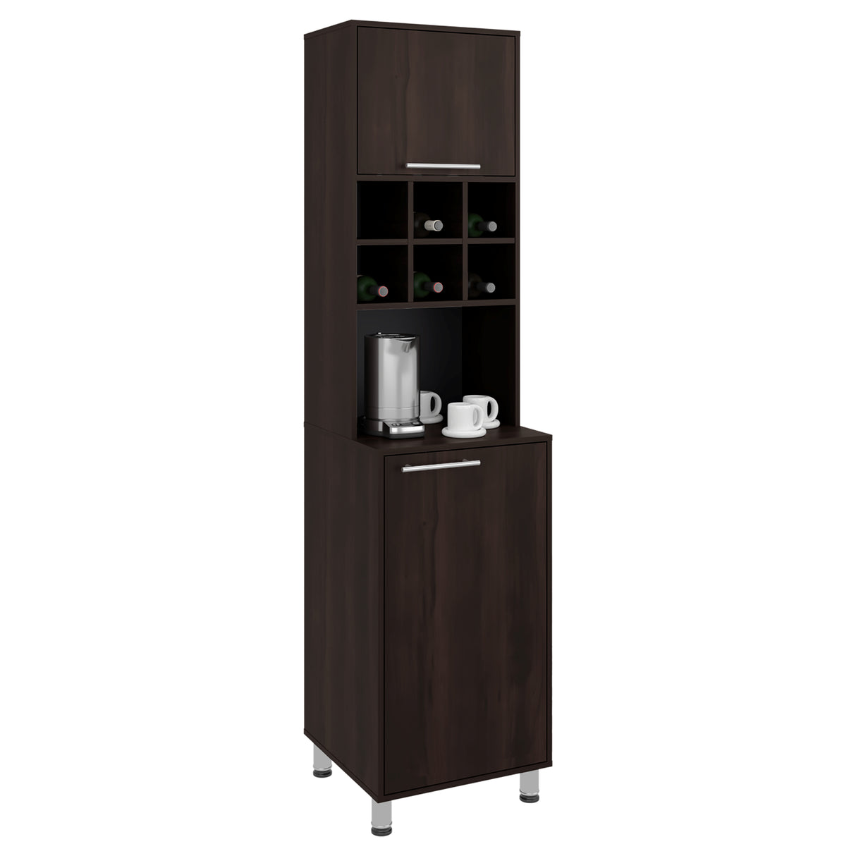 Alacena Attica Nogal 50x204cm con Dos Puertas y con Patas - ALACENAS Y MUEBLES MICROONDAS | Bylmo