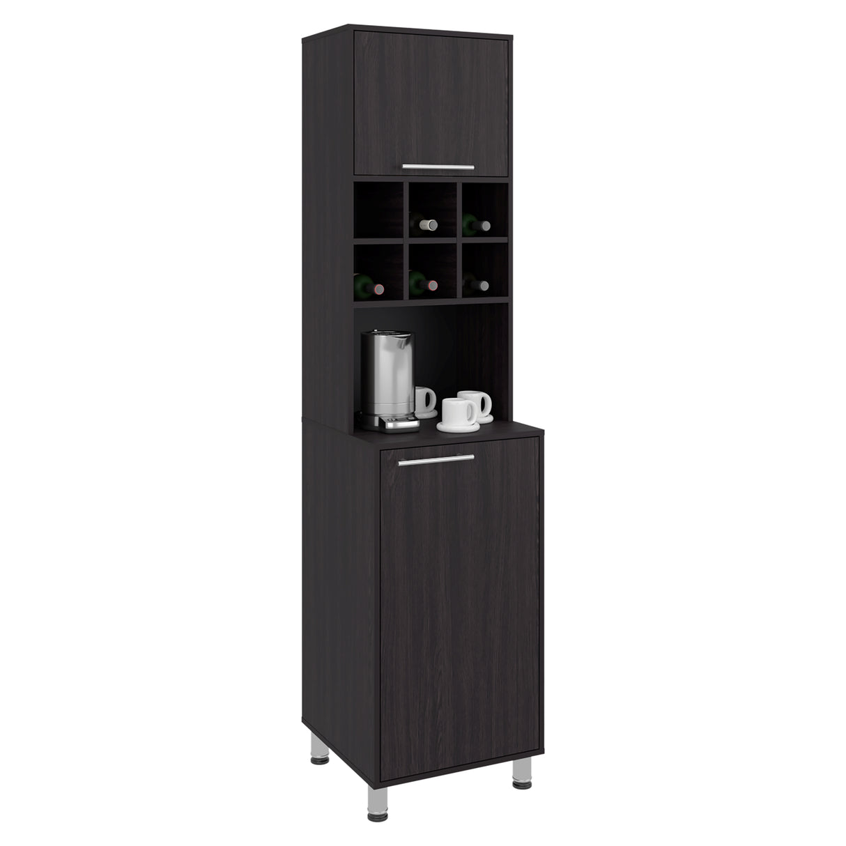 Alacena Attica Wengue 50x204cm con Dos Puertas y con Patas - ALACENAS Y MUEBLES MICROONDAS | Bylmo