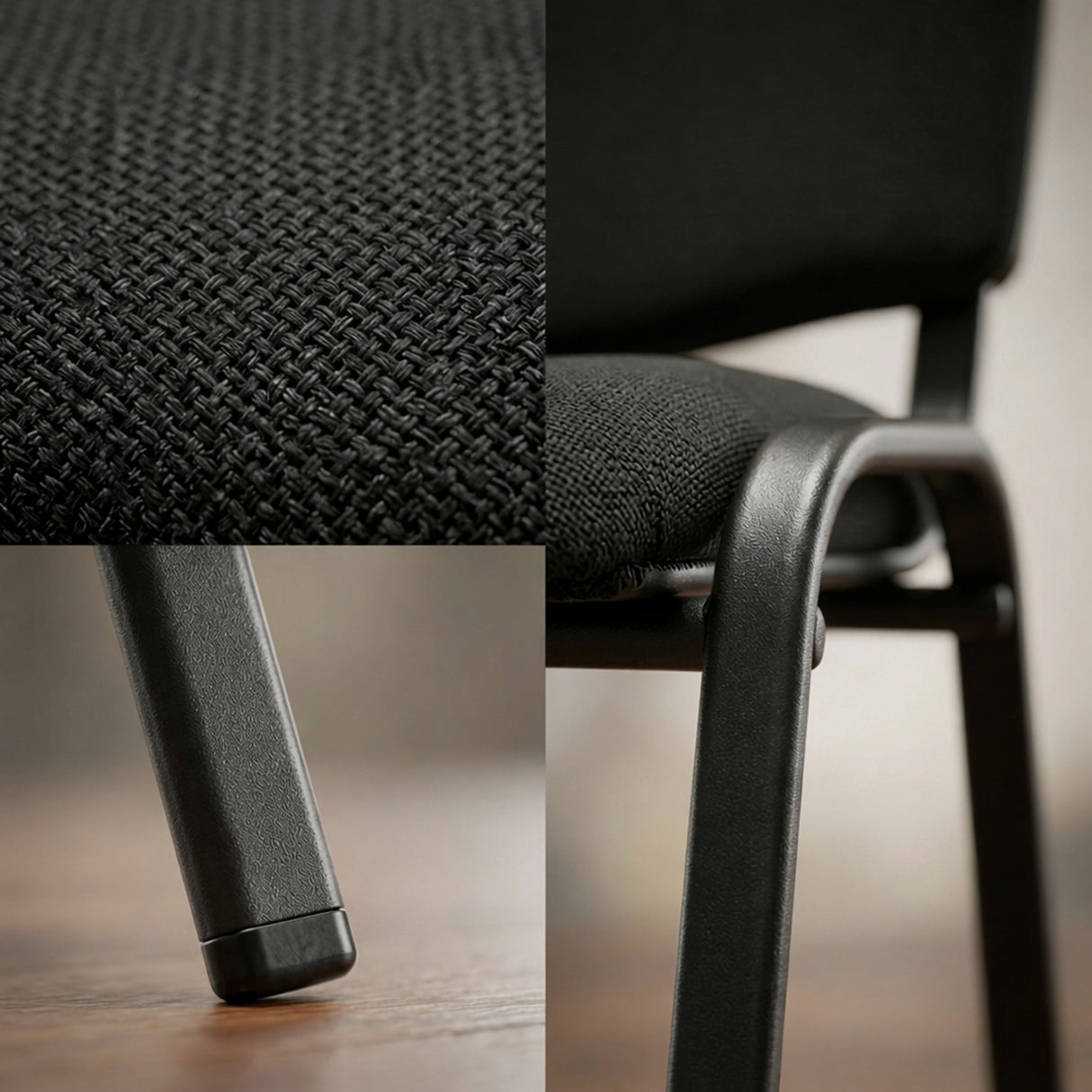 Silla Interlocutora Negro 48x78cm Apilable sin Espaldar y sin Apoya Brazos - SILLAS DE OFICINA | Bylmo