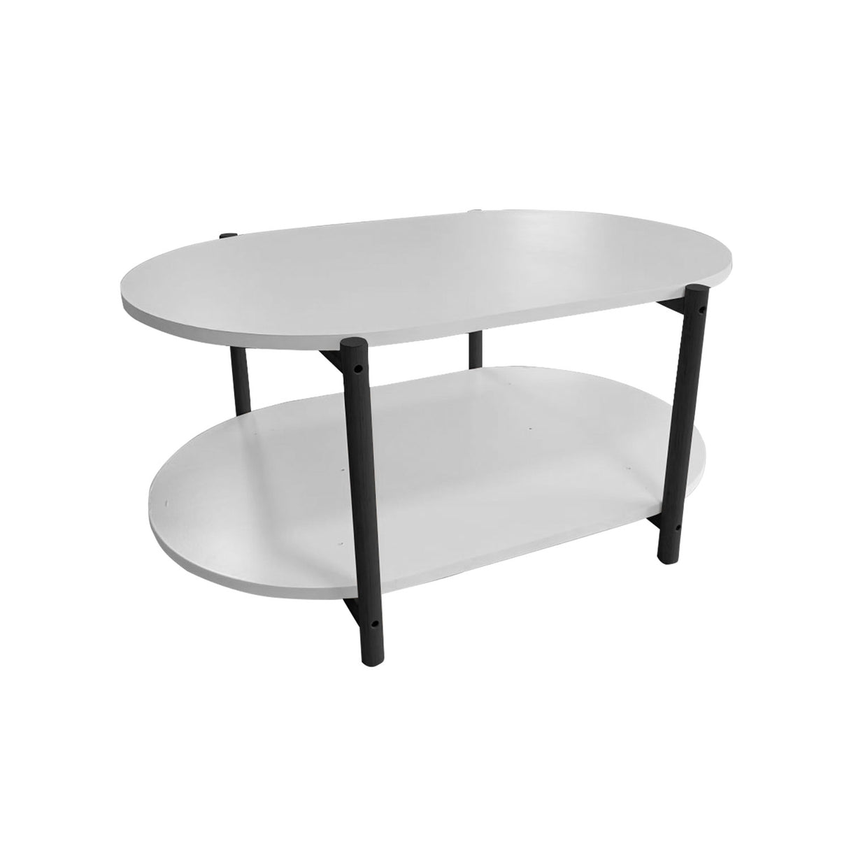 Mesa de Centro Kenia Blanco y Negro 81x38cm Ovalado