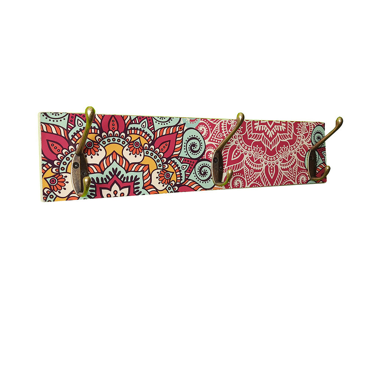 Perchero Jazmin Rosado 9x40cm con Tres Ganchos para Pared