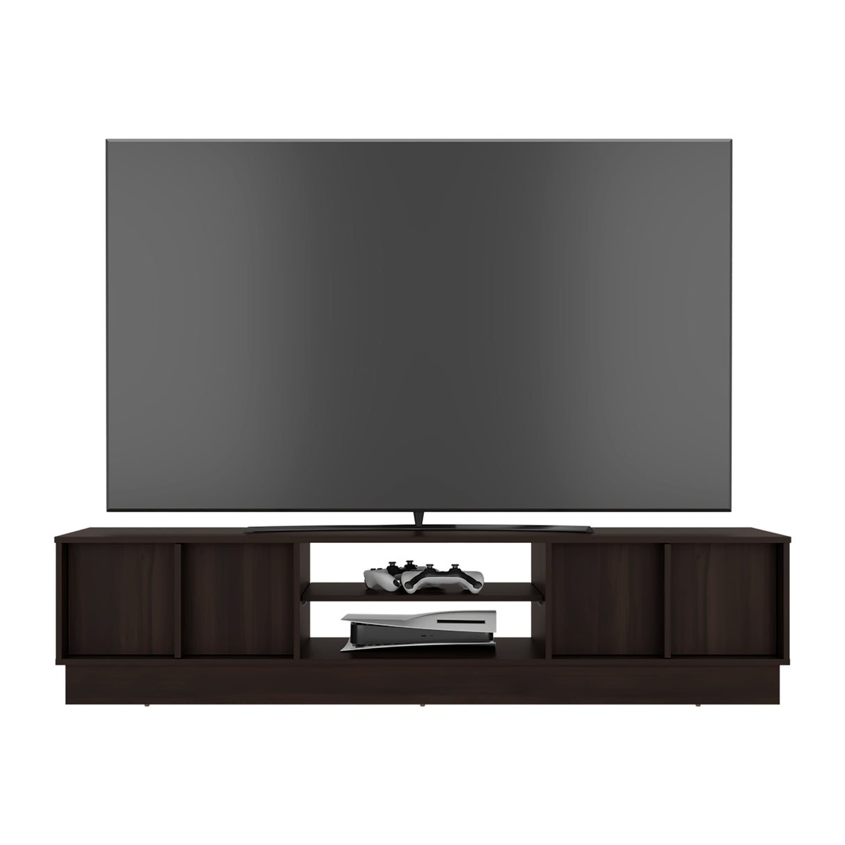 Rack de TV Caoba Nogal 180.2x42.1cm para TV Hasta 75" Pulgadas con Dos Compartimientos