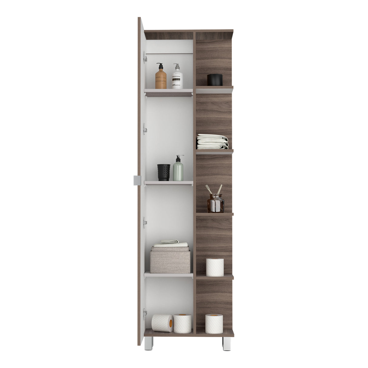 Optimizador de Baño Bath Avellana y Blanco 51.2x178.1cm con Siete Entrepaños