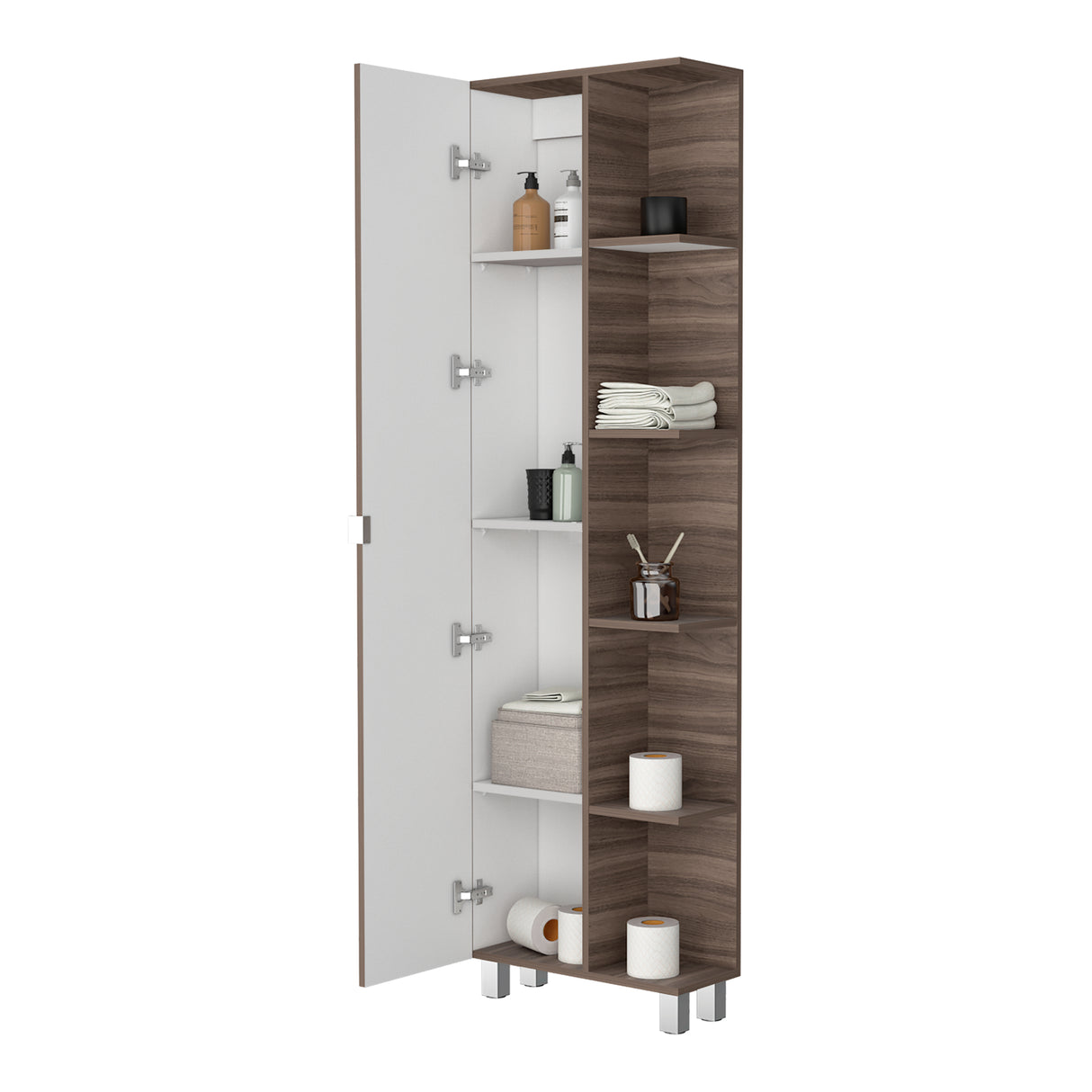Optimizador de Baño Bath Avellana y Blanco 51.2x178.1cm con Siete Entrepaños