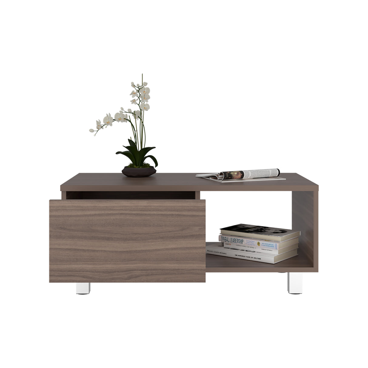 Mesa de Centro Torence Avellana 80.1x35cm Rectangular con Compartimientos
